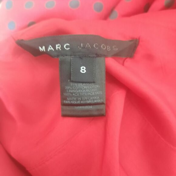 Marc Jacobs Pinup Blouse Polka Dot Stripes Red Black Silk Blend Size 8 - Picture 3 of 5